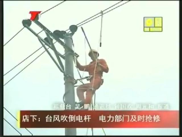 店下：臺風吹倒電桿 電力部門及時搶修