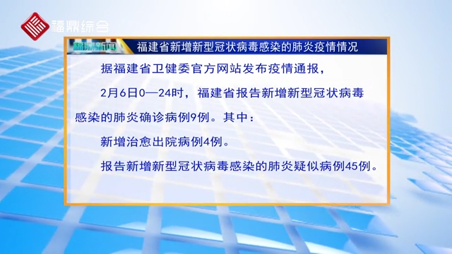 【每日疫情】福建省新增新型冠狀病毒感染的肺炎疫情情況