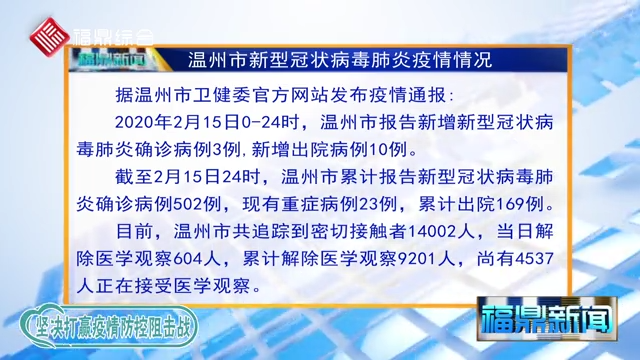 【每日疫情】2020年2月16日溫州市新型冠狀病毒感染的肺炎疫情通報(bào)